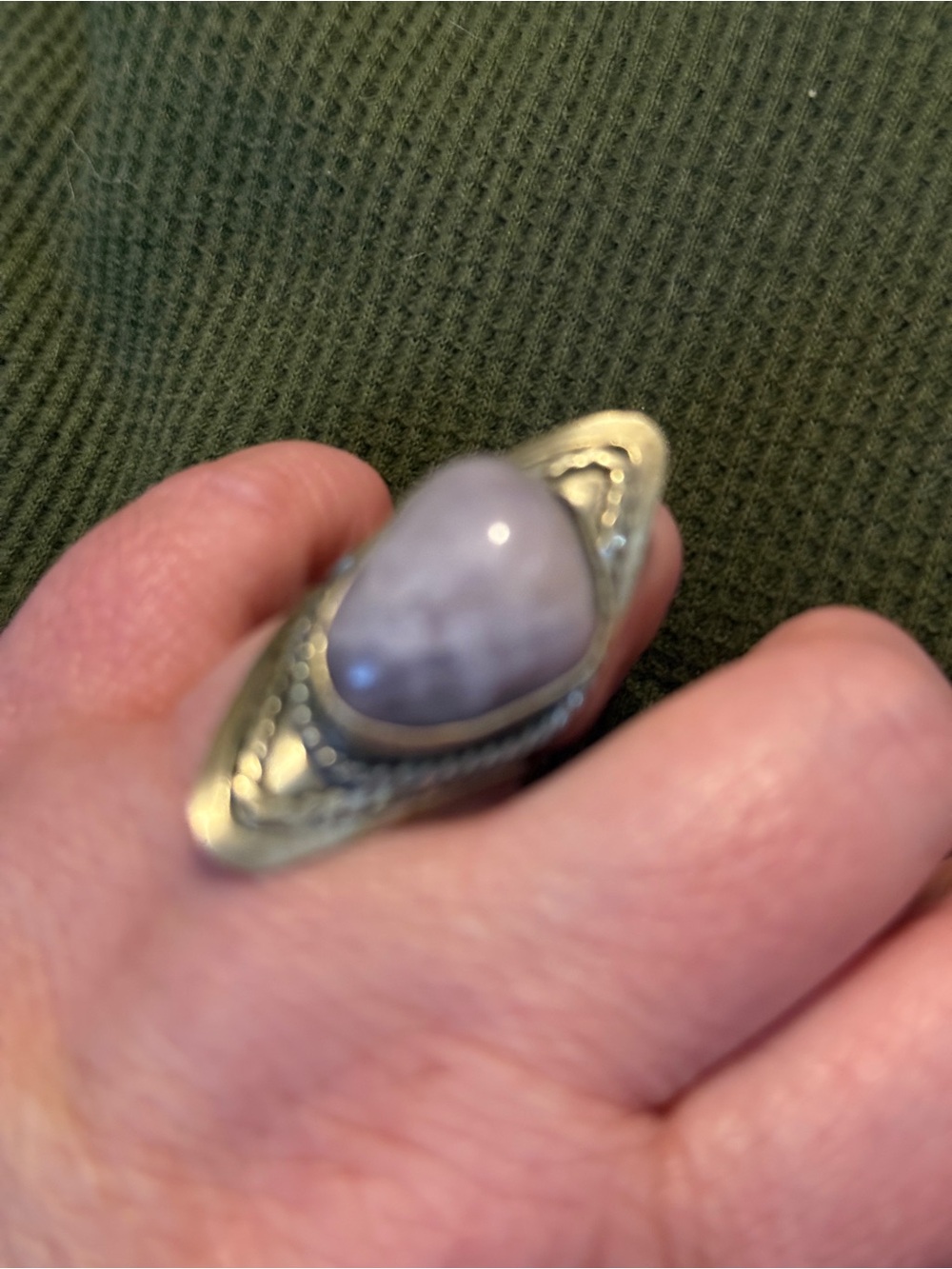 Silver Teardrop Ring with Lavender Stone